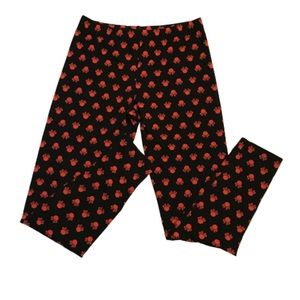 Disney Minnie Mouse Juniors leggings black red medium 7/9
